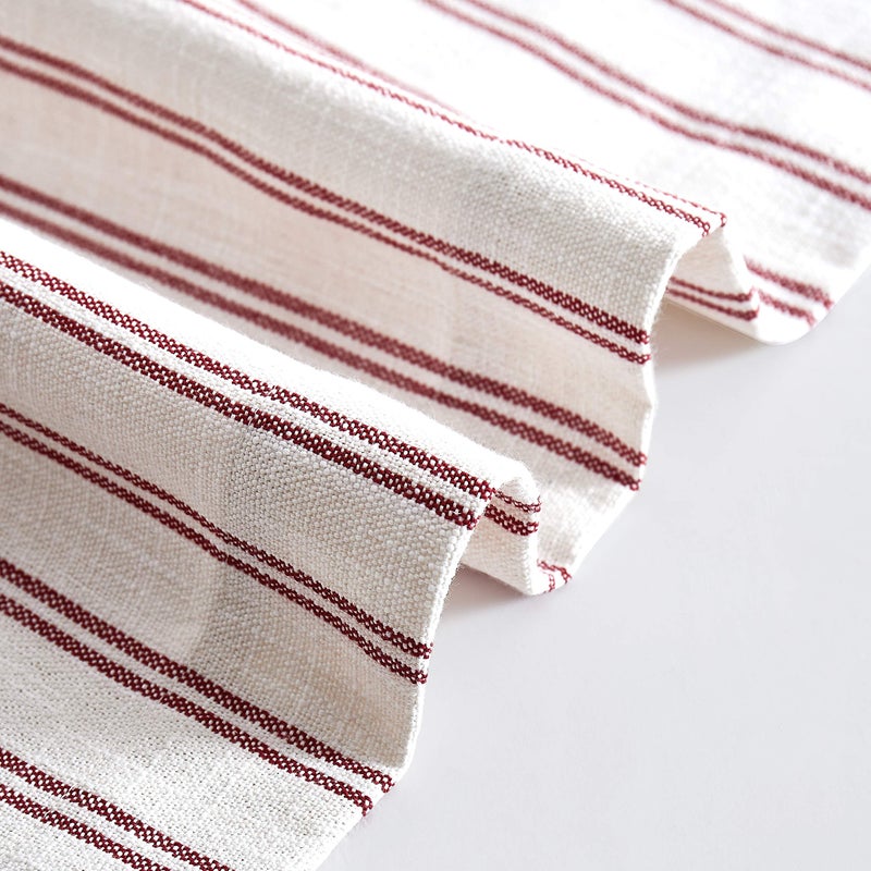 Randall Rustic Style Farmhouse Semi-Sheer Tcking Stripe Curtain Light Filtering Luxury Soft Grommet Linen Blend Yarn Dyed Heavy Window Drape for Living Room/Nursery,2-Pack 40" Wx84 L,Red/White - Image 2